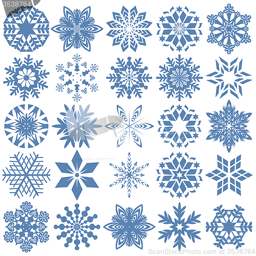 Image of Set of blue snowflakes