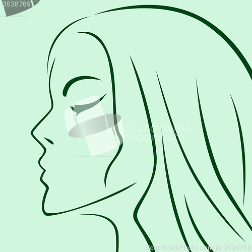 Image of Female laconic heads outline in green