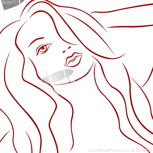 Image of Female laconic heads red outline
