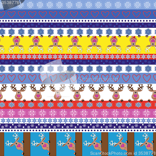 Image of Christmas striped seamless pattern with reindeer