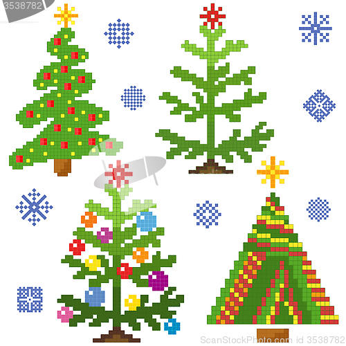 Image of Set of Christmas Trees with mosaic structure