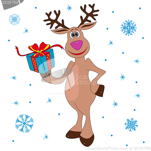 Image of Christmas Reindeer holding a gift