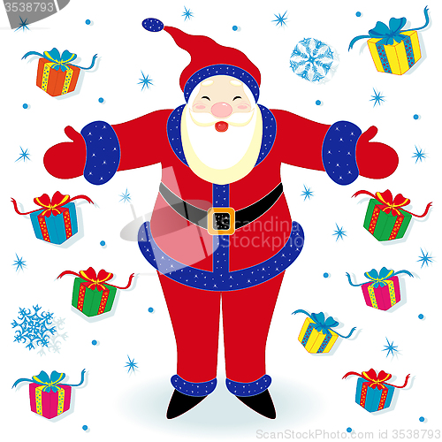 Image of Santa Claus and many gifts