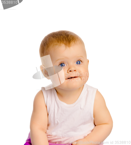 Image of Portrait of baby girl. Studio. Isolated