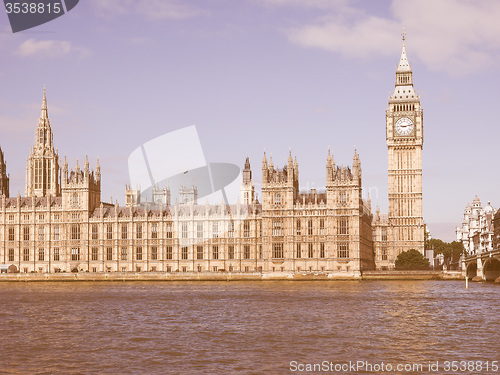 Image of Retro looking Houses of Parliament in London