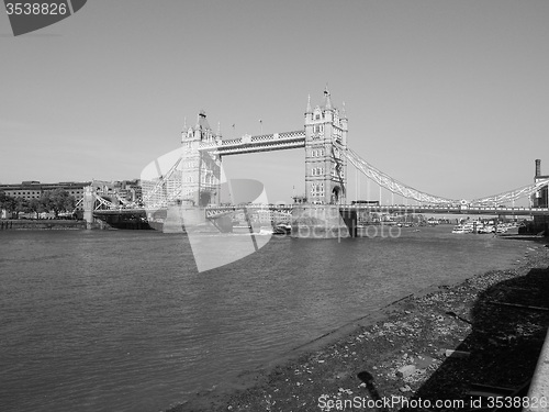 Image of Black and white Tower Bridge in London
