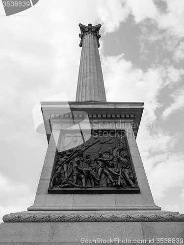 Image of Black and white Nelson Column in London