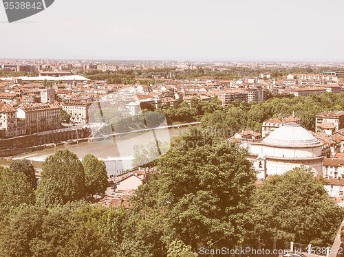 Image of Retro looking Aerial view of Turin