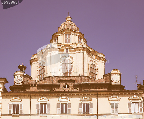 Image of Retro looking San Lorenzo church in Turin