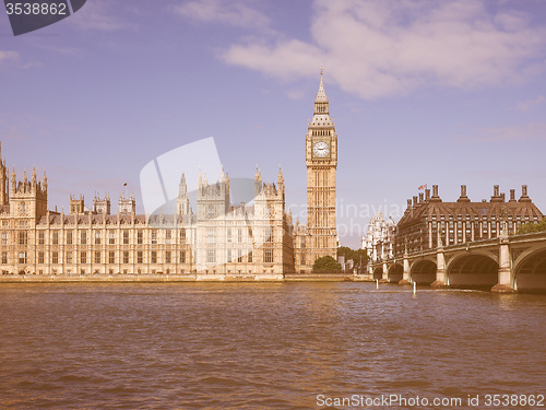 Image of Retro looking Houses of Parliament in London