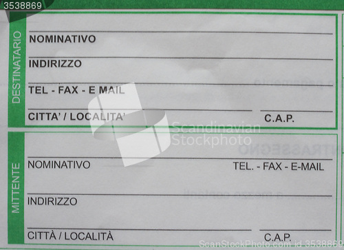 Image of Italian mail form