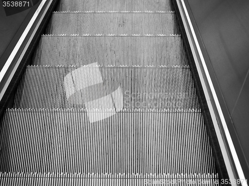 Image of Black and white Escalator stair