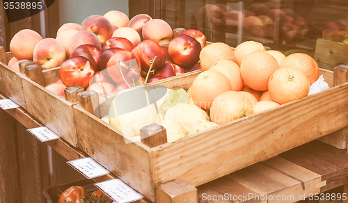 Image of Retro looking Fruit on a market shelf