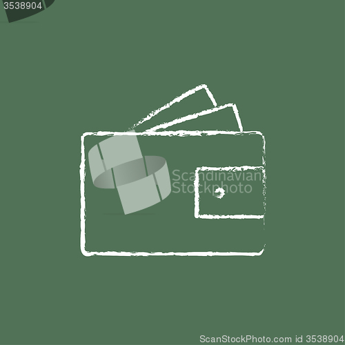 Image of Wallet with money icon drawn in chalk.