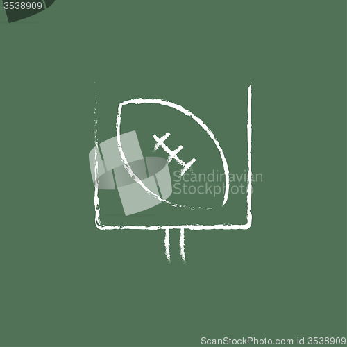 Image of Gate and ball for rugby icon drawn in chalk.