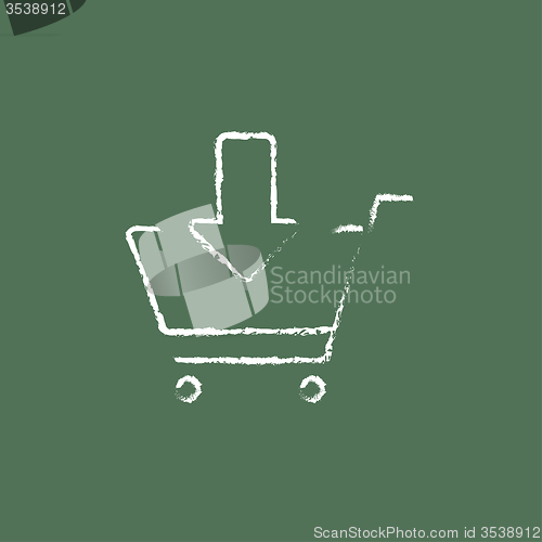 Image of Online shopping cart icon drawn in chalk.