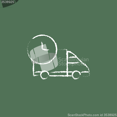 Image of Delivery truck icon drawn in chalk.