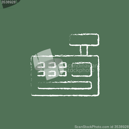 Image of Cash register machine icon drawn in chalk.