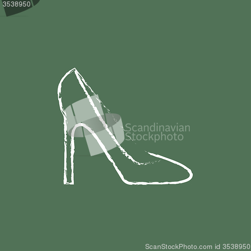 Image of Women\'s shoe icon drawn in chalk.