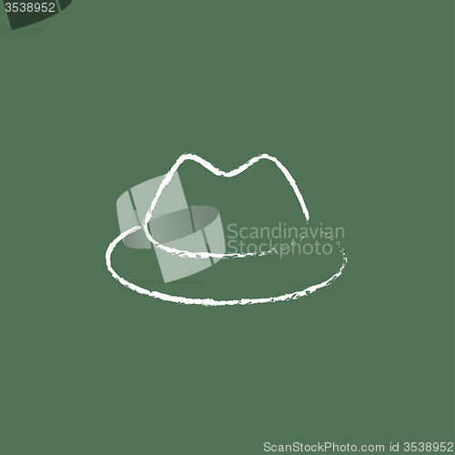 Image of Classic hat icon drawn in chalk.