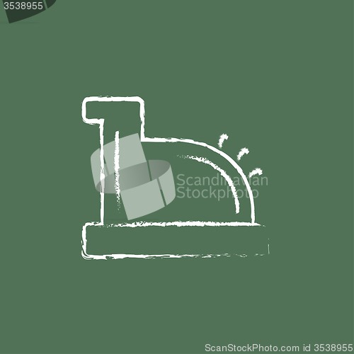 Image of Cash register machine icon drawn in chalk.