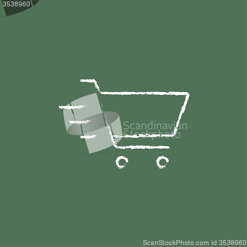 Image of Shopping cart icon drawn in chalk.