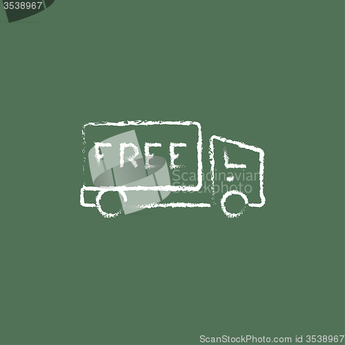 Image of Free delivery truck icon drawn in chalk.