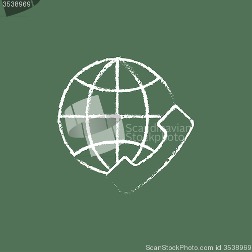 Image of Global internet shopping icon drawn in chalk.
