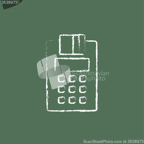 Image of Cash register icon drawn in chalk.