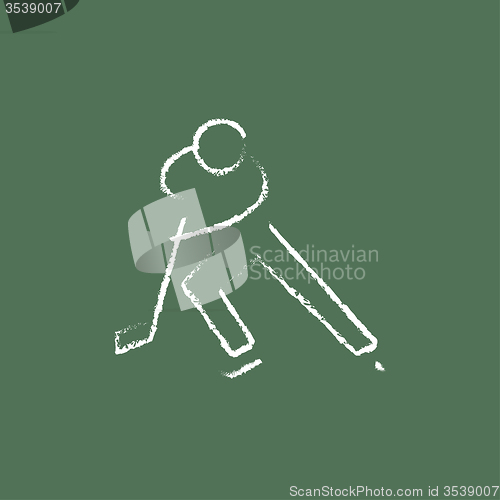 Image of Hockey player icon drawn in chalk.