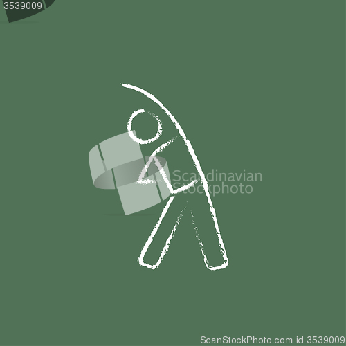Image of Man making exercises icon drawn in chalk.