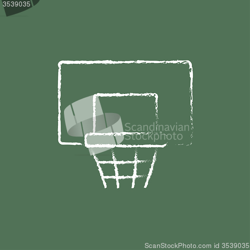 Image of Basketball hoop icon drawn in chalk.