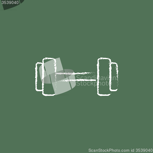 Image of Dumbbell icon drawn in chalk.