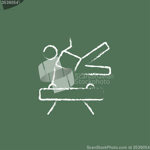 Image of Gymnast on pommel horse icon drawn in chalk.