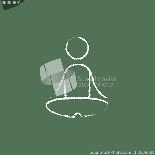 Image of Yoga exercise icon drawn in chalk.