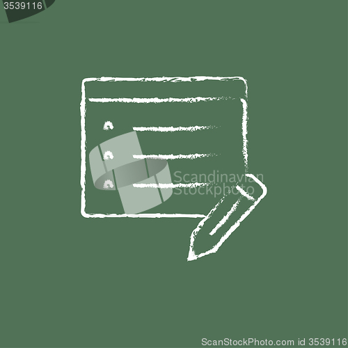 Image of Notepad and pencil icon drawn in chalk.