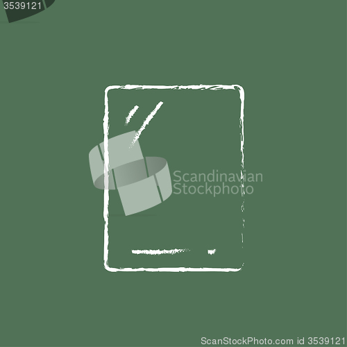 Image of Touch screen tablet icon drawn in chalk.