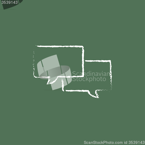 Image of Speech square icon drawn in chalk.