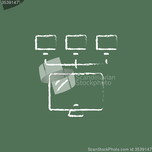 Image of Group of monitors icon drawn in chalk.