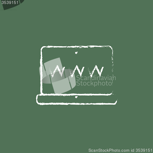 Image of Website on the laptop screen icon drawn in chalk.