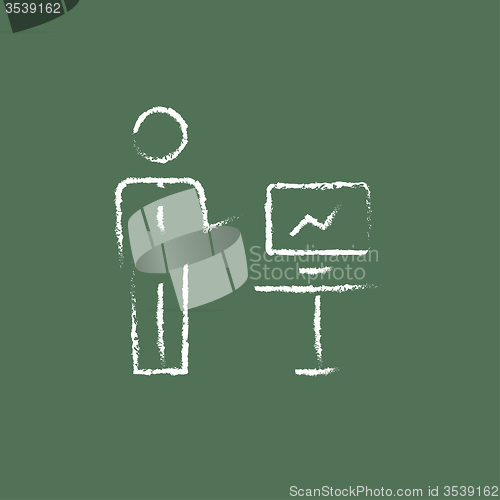 Image of Business presentation icon drawn in chalk.