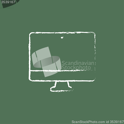 Image of Computer monitor icon drawn in chalk.