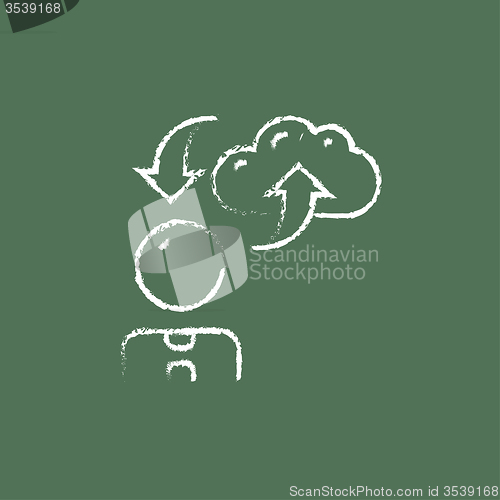 Image of Cloud computing icon drawn in chalk.