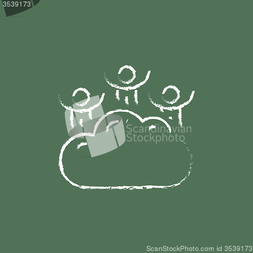 Image of Cloud computing icon drawn in chalk.