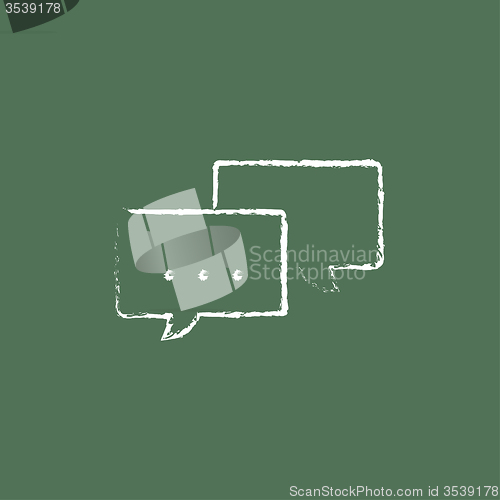 Image of Speech squares icon drawn in chalk.