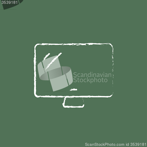Image of Computer monitor icon drawn in chalk.