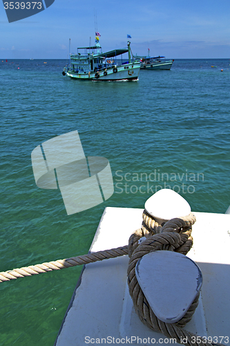 Image of  boat prow blue lagoon  stone in  a  water   south china sea