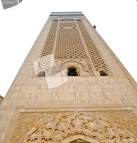 Image of  muslim in  mosque the history  symbol   morocco  africa  minare