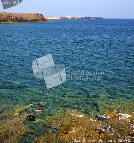 Image of coast   in spain musk pond beach  water yacht boat  and summer 