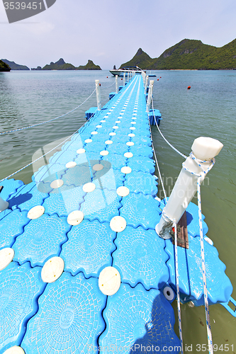 Image of plastic pier  coastline of a  rope thailand kho phangan   bay  